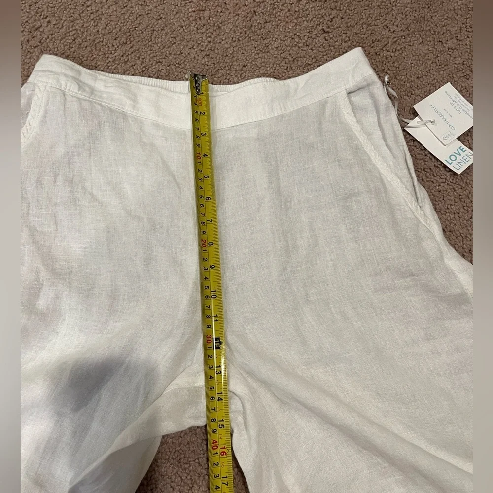 CYNTHIA ROWLEY White Linen Flare Wide-leg Pants - Picture 6 of 10